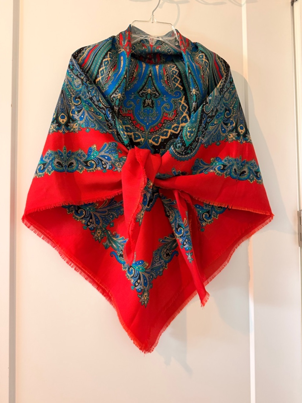 Vibrant Red Paisley  Square Scarf